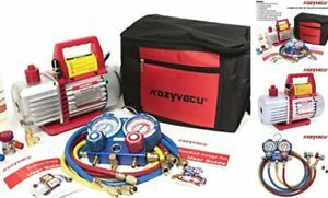 AUTO AC Repair Complete Tool Kit with 1-Stage 3.5 CFM Vacuum Pump KZTA35011