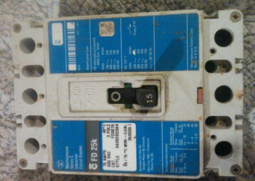 Westinghouse Series C Industrial Circuit Breaker FD3015 Blue Label NNB  600VAC