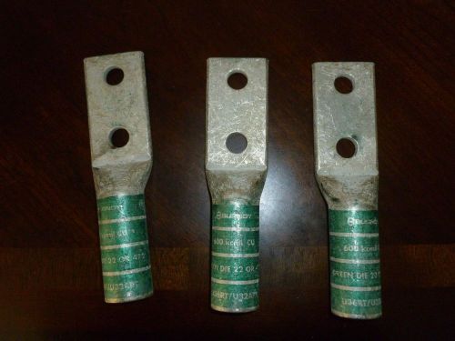 (3) Burndy Crimp Lug, 600MCM, Green Die 22, U36RT