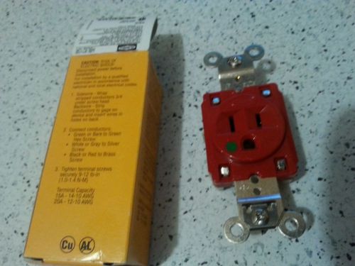 Set of 3 Red Receptacles, HBL8210R, 15A, 125V