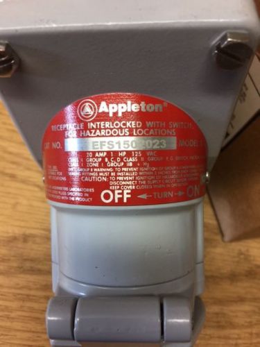 Appleton Hazardous Location 20 Amp Receptacle 125VAC 1 HP EFS150-2023 Model B