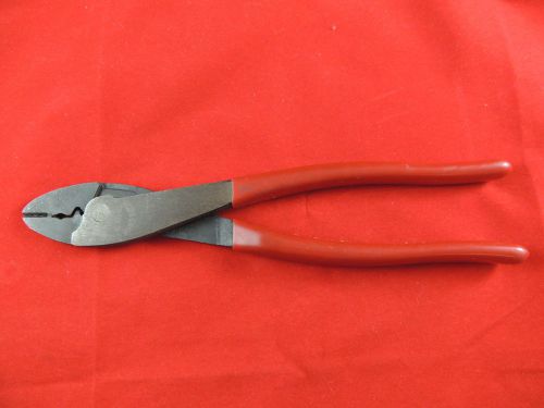 KLEIN 1005 WIRE CUTTER/CRIMPER PLIERS WITH RED VINYL GRIPS (USED Exc. Condition)