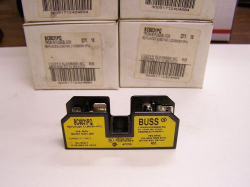 Qty 50 Buss / Bussmann BC6031PQ Tron Fuse Block 30 Amp 600V CC60030-1PQ New