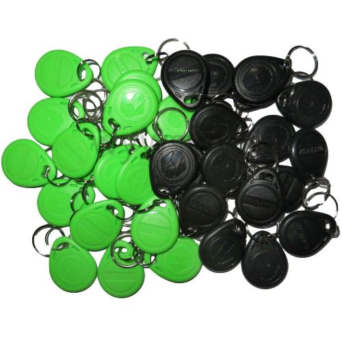 100pcs 125KHz RFID ID EM4100 Proximity Induction Tag Token Keyfob Green &amp; Black