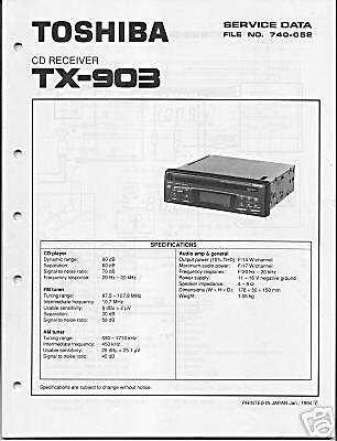 TOSHIBA TX-903 CD SERVICE MANUAL ORIGINAL FREE SH 2 US