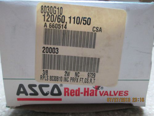 NEW ASCO VALVE 8030G10 SOLENOID VALVE 120Vac 3/8&#034; NIB