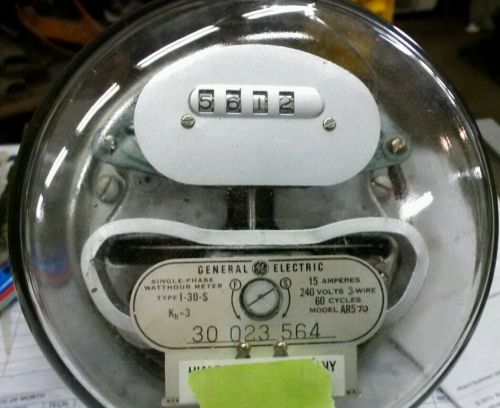 GE Single Phase Watt Hour Meter Type I-30-S Three-Wire 115 Volts 5 Amp