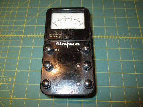 VINTAGE SIMPSON 375 DC AMPERES (AMP) METER