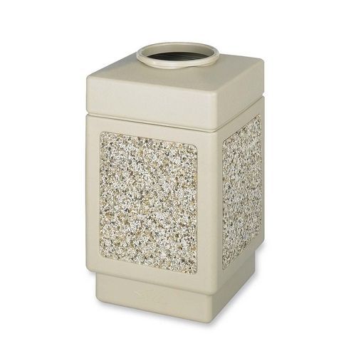 Safco 9471TN Square Top Receptacle 38 Gal 18-1/4inx18-1/4inx31-1/2in Tan