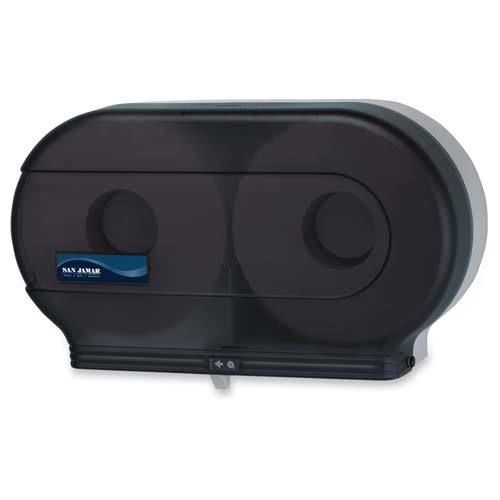 San Jamar Bath Tissue Dispenser, Jumbo, 19&#034; x 5-1/4&#034; x 12&#034;, Black/Pearl