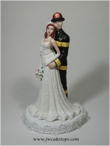 Wow ! Look at Fireman Black Gear Wedding Caketop 49FB3