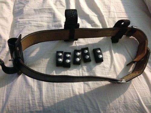 Police duty belt, baton holder, surefire case,cuff strap, OC spray case nice!