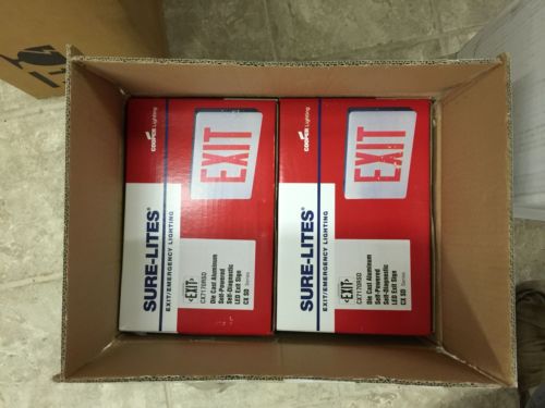 6 nib cooper lighting, sure-lites cx7170rsd led exit lights. for sale