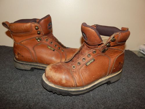 Iron age steel toe work boots mens size 7m brown scuffs /scrapes gore/tex for sale