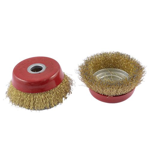 2 pcs red gold tone abrasive steel wire cup brush grinding wheel 12500 rpm for sale