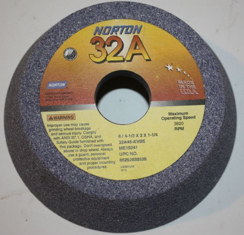 Norton flaring cup grinding wheel 32a46-kvbe 66252838528 6 / 4-1/2 x 2 x 1-1/4 for sale