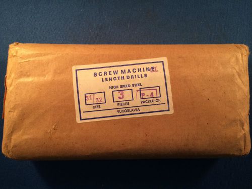 NIB Import/Yugoslavic 31/32&#034; HSS Screw Machine Drills 3-Pack