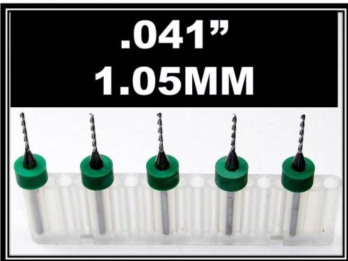 .041&#034; - 1.05mm #59 - 1/8&#034; Shank  Carbide Drill Bits  FIVE Pcs  CNC Dremel Hobby