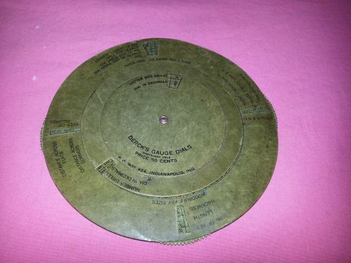 MACHINIST&#039;S VINTAGE DERCK&#039;S DIAL A GUAGE SIZE CHART CIRCA 1913