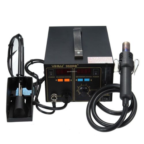 968DB+ 3 in 1 Hot Air Gun &amp; Iron SMD Soldering Rework Station Welder + 4 Nozzles