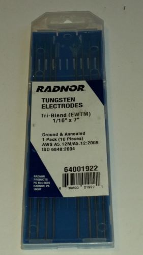 Radnor 1/16&#034; x 7&#034; Ground Finish Tri Blend EWG Tungsten Electrode 8 Pack