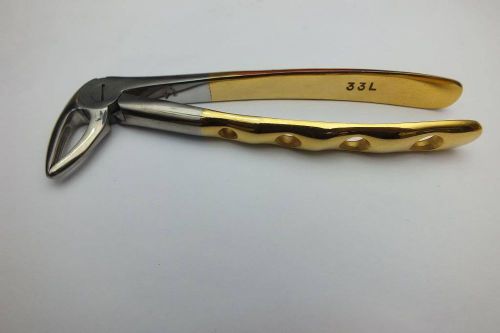 Dental Forceps Lower Roots No 33L Holed Golden Long Beak ADDLER German Stainless