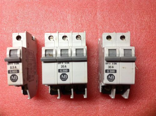 Lot of 3 Allen-Bradley G200  G300 G00Industrial Circuit Breakers 3 Pole /30A, 20