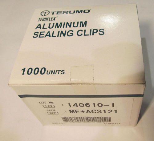 NEW BOX OF 1000 TERUMO ME*ACS121 ALUMINUM SEALING CLIPS