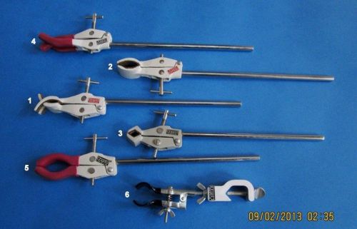 Clamp set of 6 aluminium alloy w/ 5 grip clamp for condenser,retort,beaker,flask for sale