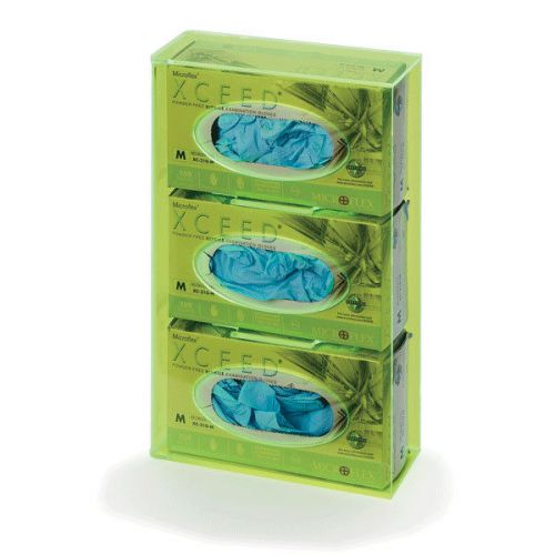 Fluorescent side-loading acrylic glove dispenser - triple  fluorescent green ... for sale