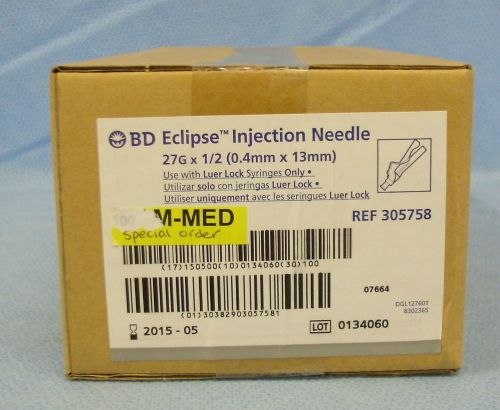 1 box/ 100 bd injection needles #305758 for sale