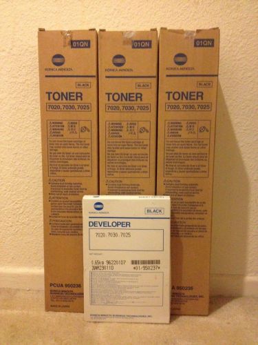 KONICA 7020, 7030, 7025 THREE TONERS &amp; ONE DEVELOPER / KONICA OEM/ NEW IN BOX.