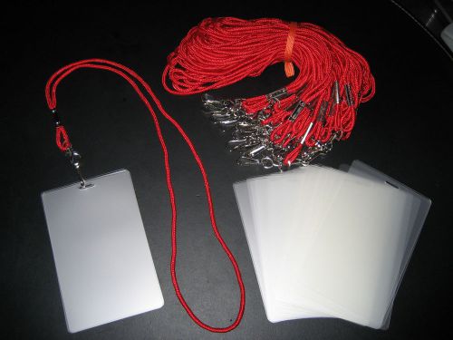 LARGE ID BADGE LAMINATING LAMINATOR POUCHES + NECK LANYARDS WITH SWIVEL CLIPS