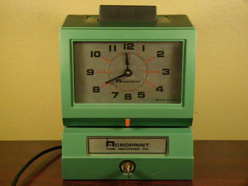 Acroprint 125nr4 time clock recorder with key   (for repair or parts only) for sale