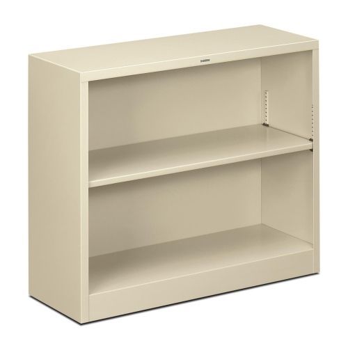 Metal Bookcase, Two-Shelf, 34-1/2w x 12-5/8d x 29h, Putty