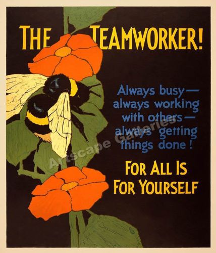 &#034;the teamworker&#034; 1929 mather motivational poster 24x28 for sale