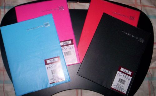 LOT OF 4~2015 Monthly Planner -VINYL~BLUE~RED~BLACK~FUSCHIA~ &#034; 8&#034; x 10&#034; each