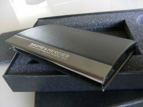 Baume &amp; Mercier Watch Key Ring / Key chain &amp; Black Business Card Holder Set