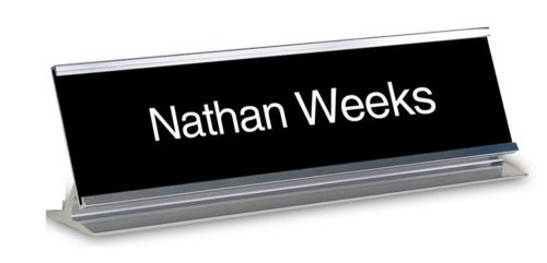 New Custom name Engraved BLACK Interchangeable Desk Name Plate 2 x 8 office use