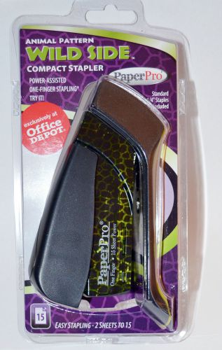 PaperPro Compact Stapler - Green/Black - Animal Pattern Wild Side - NEW in pkg