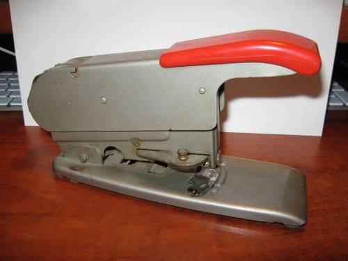 Working Vintage Bates Model C Desk Top Brass Wire Feed Stapler 5/16&#034; Staple