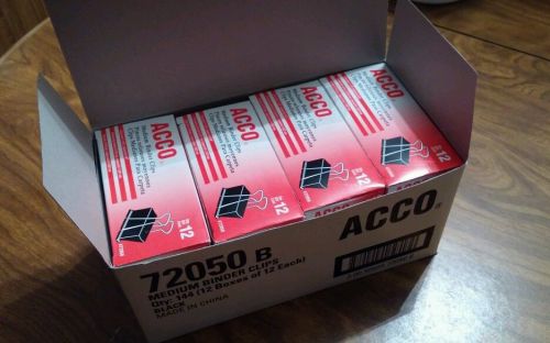 ACCO Medium Binder Clips Qty:144 (12 boxes of 12 each) Black