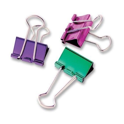 Baumgartens Binder Clip, Small, 3/4&#034;, 8/PK, Metallic Assorted Set of 3