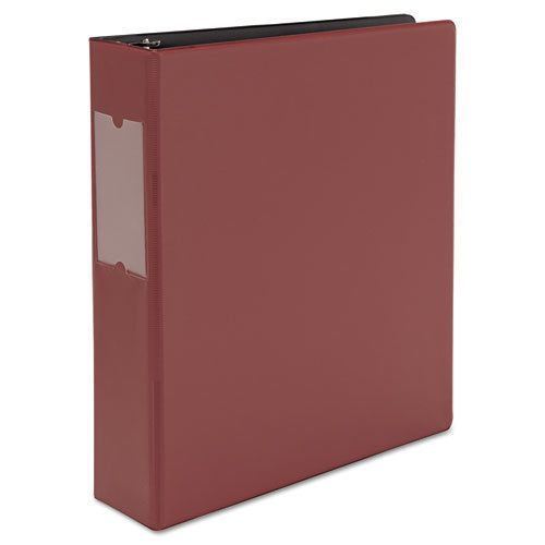 Suede Finish Vinyl Round Ring Binder With Label Holder, 2&#034; Capacity, Burgundy