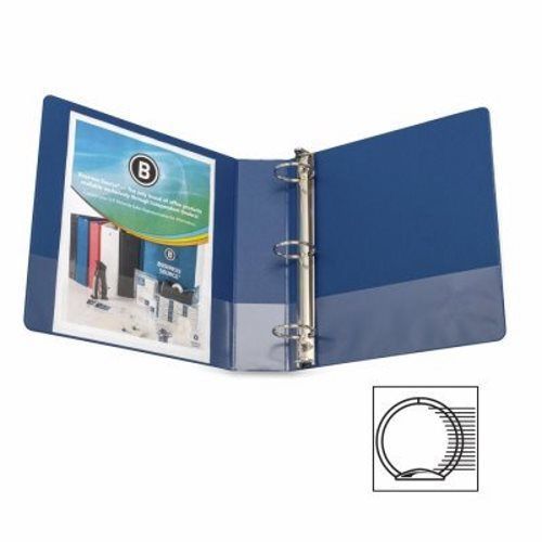 Business Source Round Ring Binder, w/ Pockets, 2&#034;, Dark Blue (BSN16464)