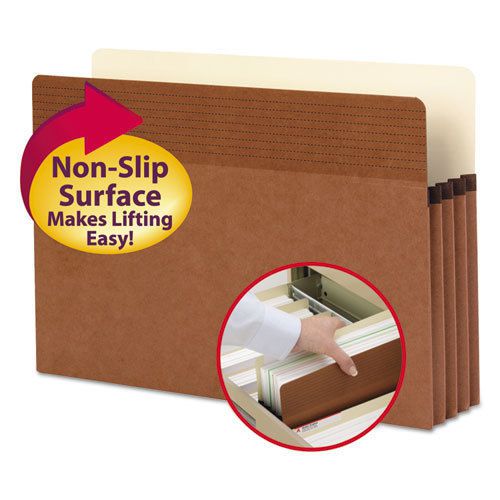 Easy Grip Pocket, Redrope, Legal, 3 1/2 Inch Accordion Expansion, 25/Box