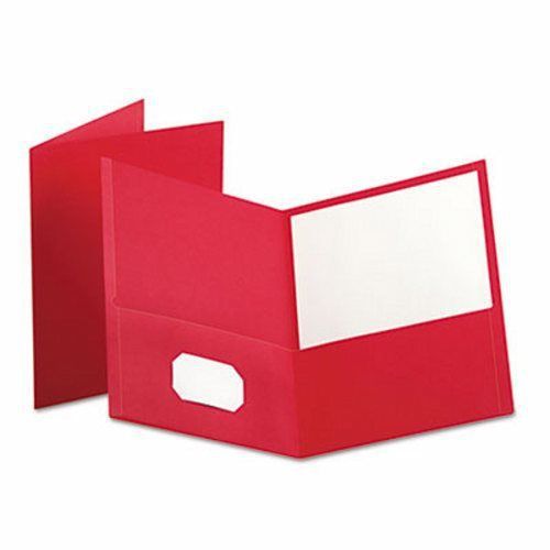 Oxford Twin-Pocket Folder, Embossed Leather Grain Paper, Red (OXF57511)