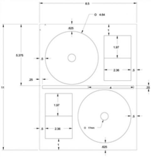 4.64&#034; cd/dvd labels stomper full face (600 white sheets 1,200 cd labels) for sale