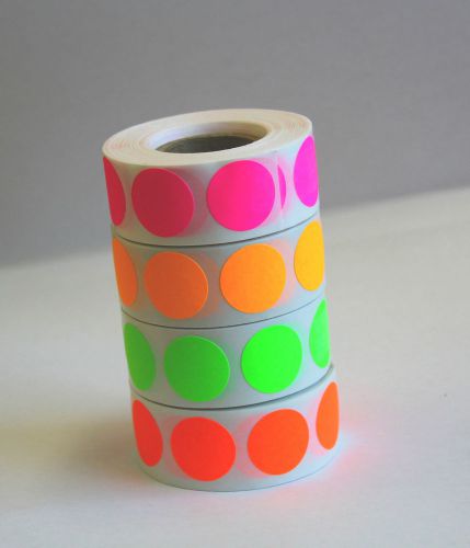 3/4&#034; Diameter Fluorescent  Circle Sticker Pack