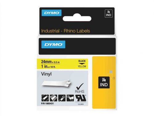 Dymo rhino coloured vinyl - vinyl tape - black on yellow - roll (1 in x  1805431 for sale